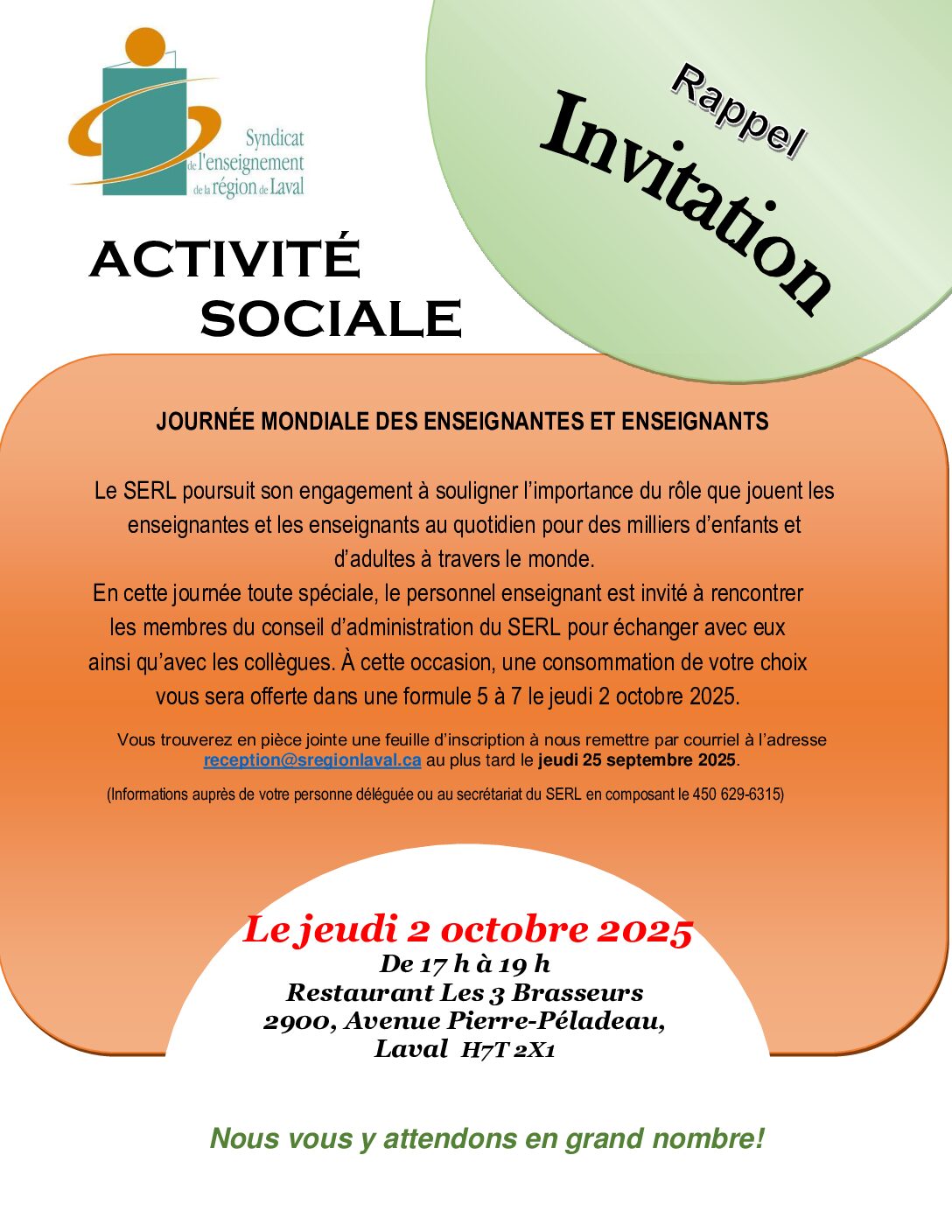 Rappel-Journée mondiale des enseignantes et enseignants