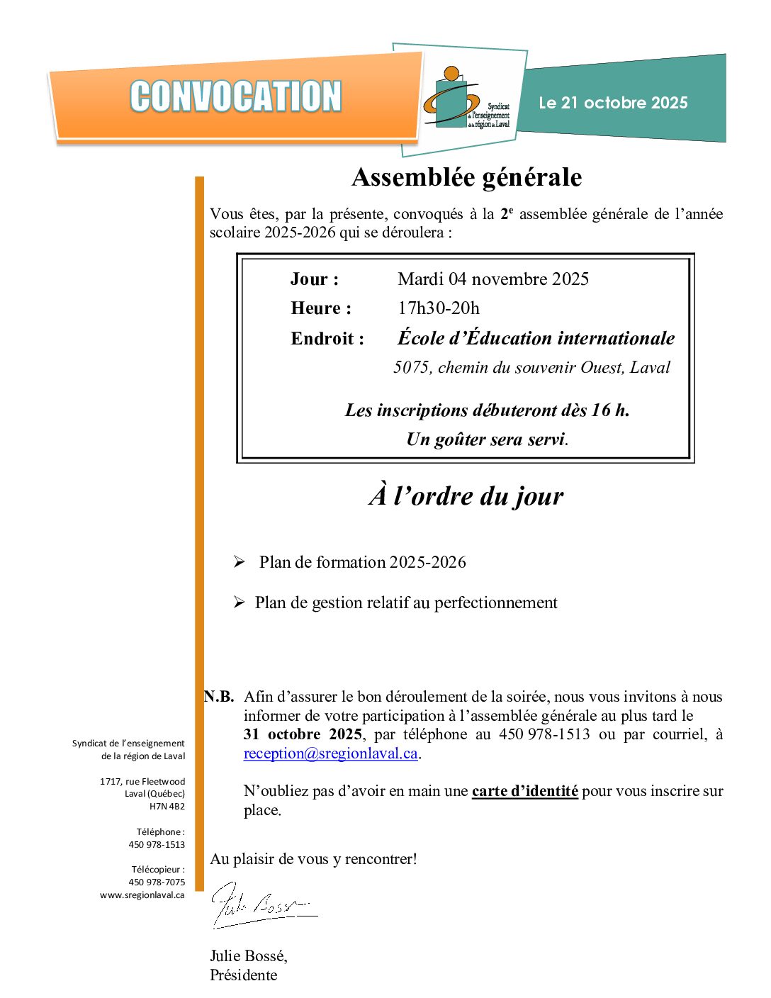 Assemblée générale – 4 novembre 2025